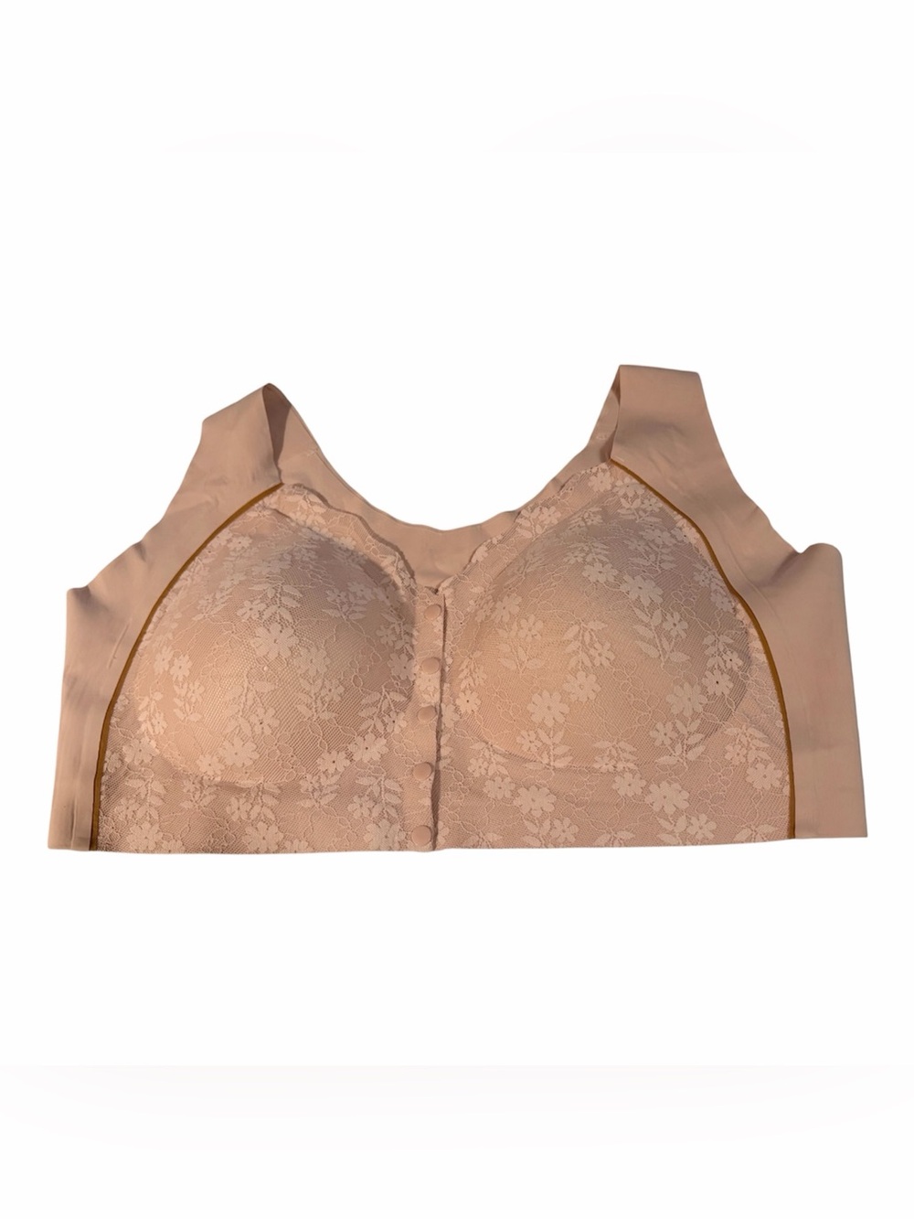 Women's Plus Size 7XL Lace Full-Coverage Snap Closure Wireless Bra - Blush Pink